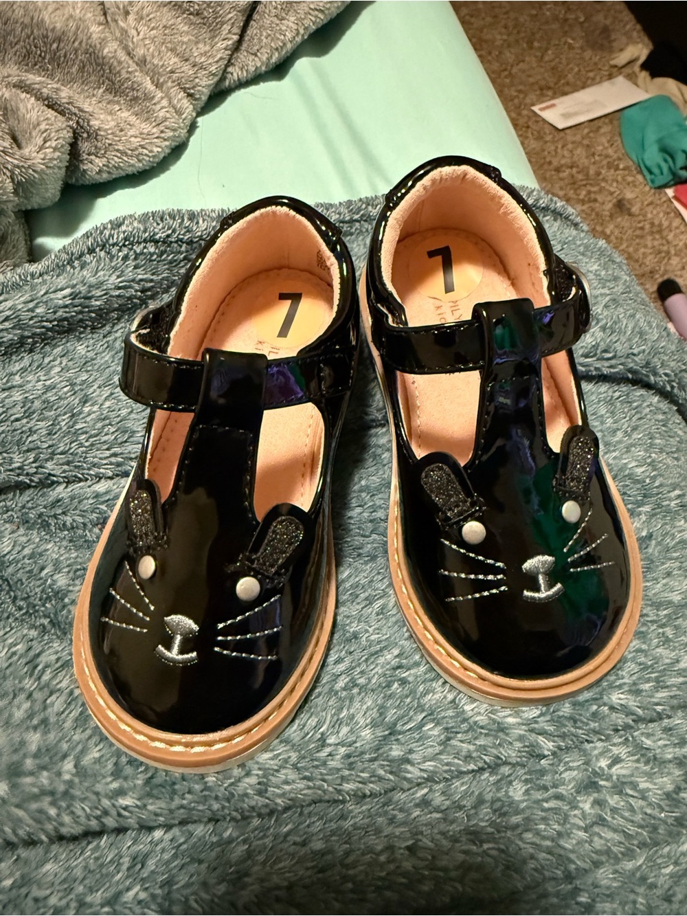 Kids Black Happily Grey Patent Bunny Mary Jane Shoes